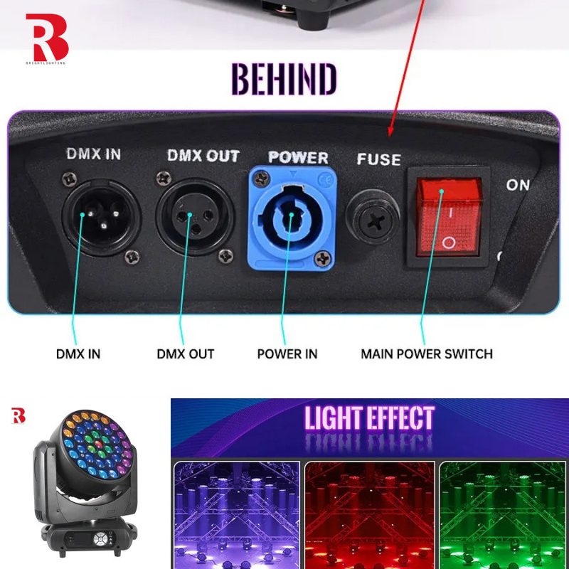 Control total de la iluminación RGBW 4 en 1 LED Moving Head Light para actuaciones musicales