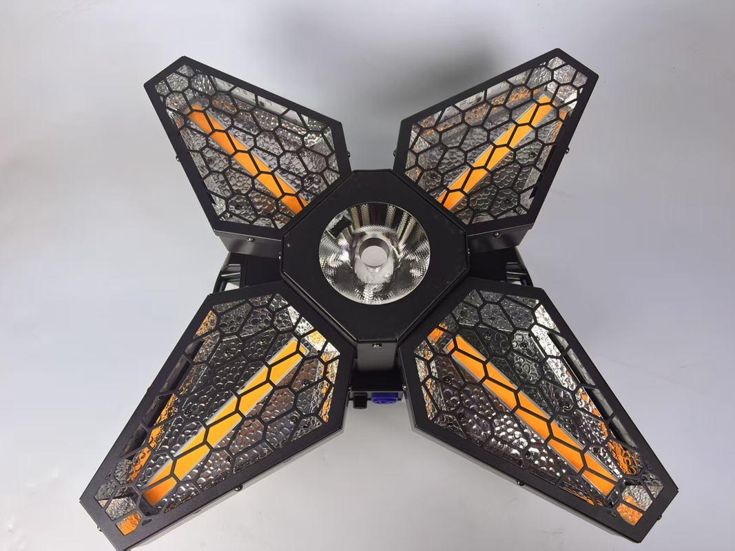 Luz de cabeza móvil de haz ventilador retro 4 hojas 3 en 1 LED para el espectáculo en vivo